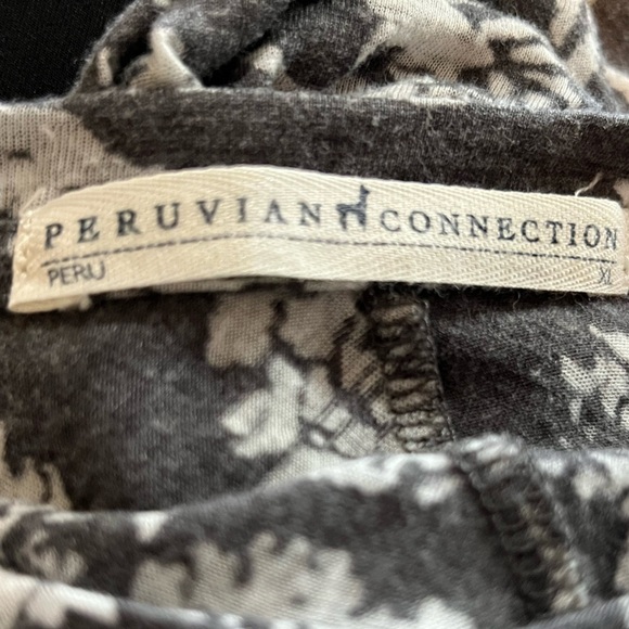 Peruvian Connection Black and White Floral Blouse size XL - Picture 2 of 6